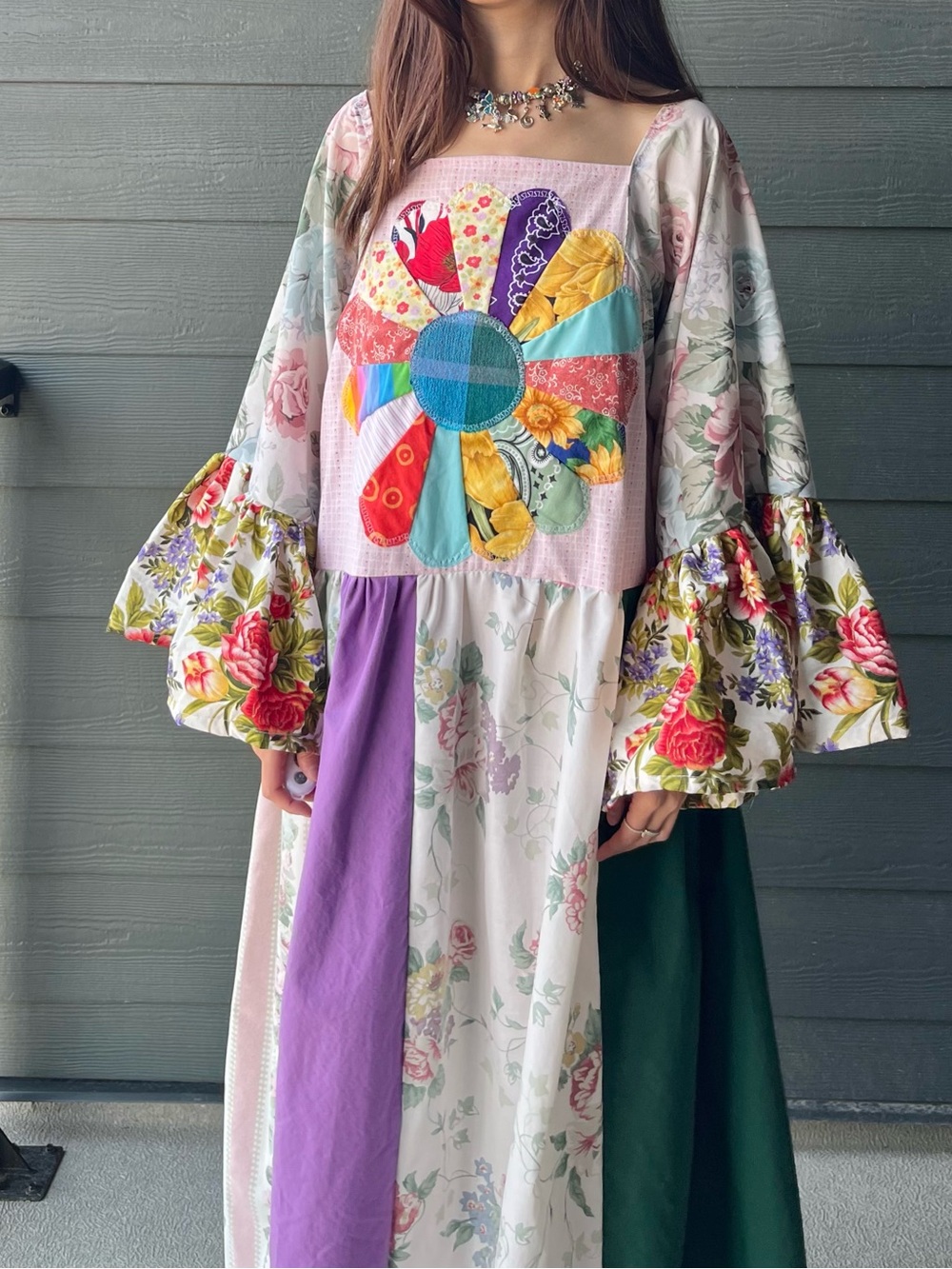 Bloom Patch | Handmade Quilt Patchwork Flower Cotton Dress | SKU 08164